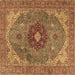 Square Machine Washable Medallion Brown Traditional Rug, wshtr4212brn