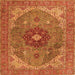 Serging Thickness of Medallion Orange Traditional Rug, tr4212org