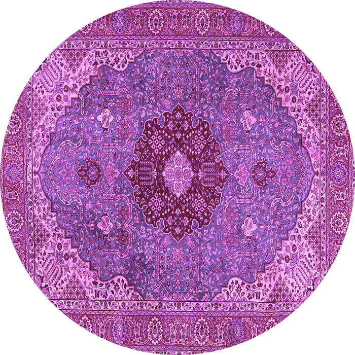 Round Medallion Purple Traditional Rug, tr4212pur