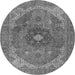 Machine Washable Medallion Gray Traditional Rug, wshtr4212gry