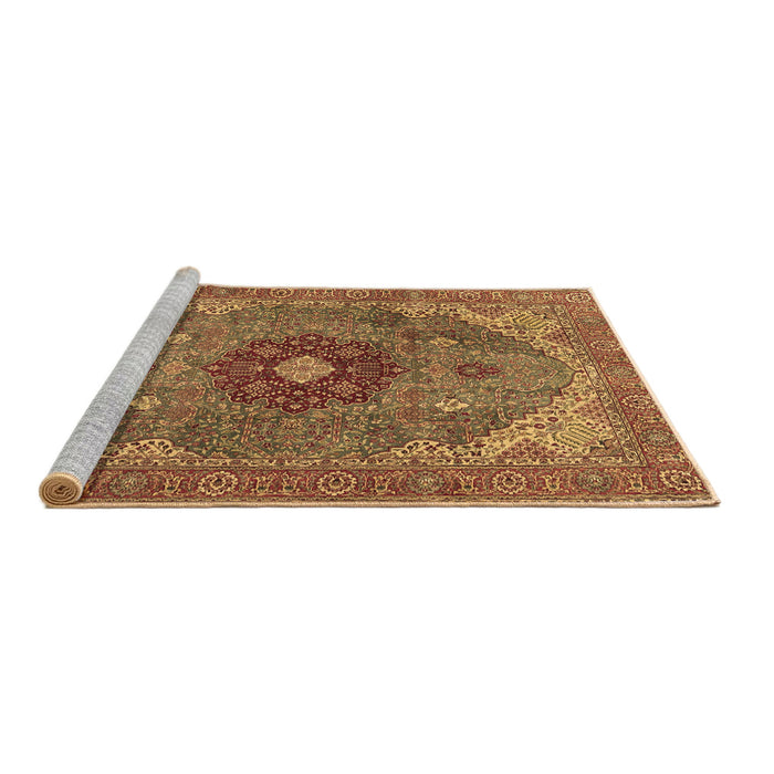 Sideview of Machine Washable Medallion Brown Traditional Rug, wshtr4212brn