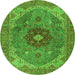 Square Medallion Green Traditional Rug, tr4212grn