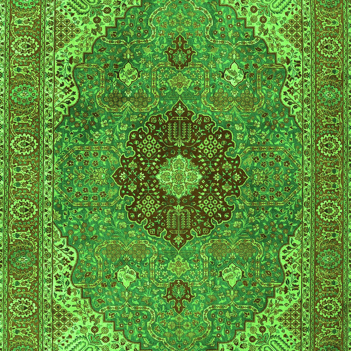 Serging Thickness of Machine Washable Medallion Green Traditional Area Rugs, wshtr4212grn