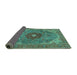 Sideview of Medallion Turquoise Traditional Rug, tr4212turq