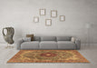 Machine Washable Medallion Brown Traditional Rug in a Living Room,, wshtr4212brn