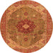 Machine Washable Medallion Orange Traditional Area Rugs, wshtr4212org