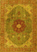 Machine Washable Medallion Yellow Traditional Rug, wshtr4212yw