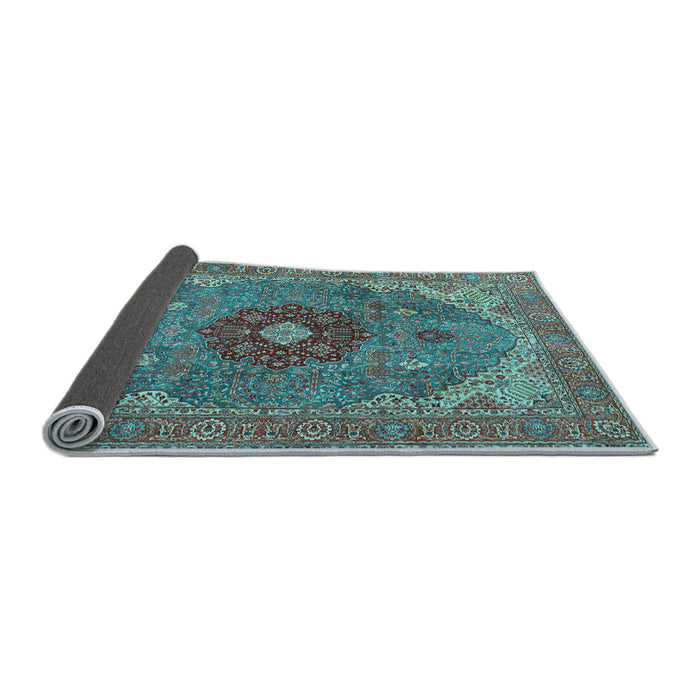 Sideview of Medallion Light Blue Traditional Rug, tr4212lblu