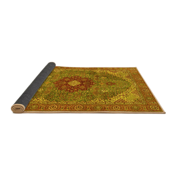 Sideview of Medallion Yellow Traditional Rug, tr4212yw