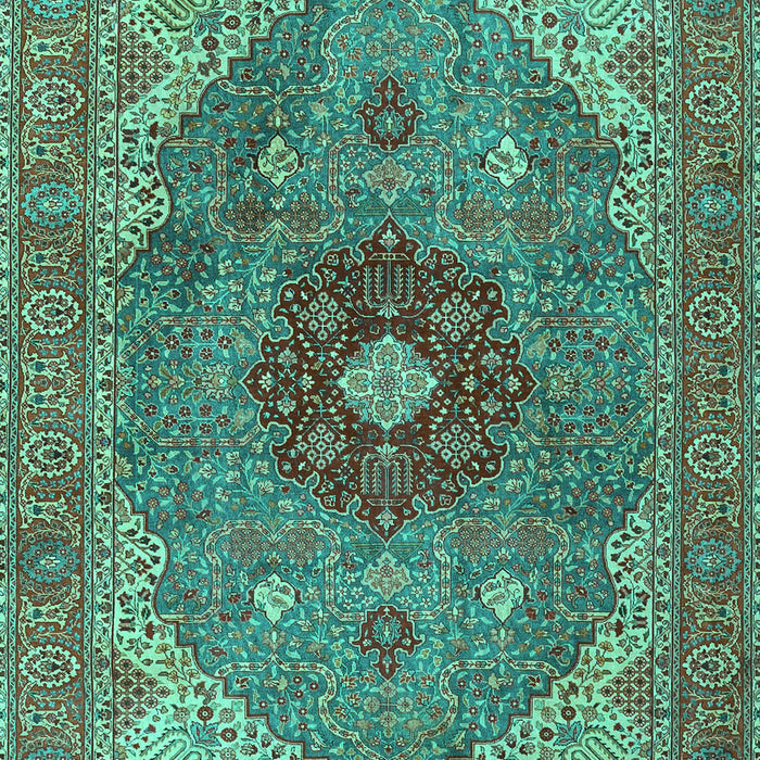 Machine Washable Medallion Turquoise Traditional Area Rugs, wshtr4212turq