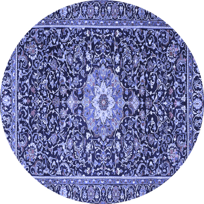 Round Machine Washable Persian Blue Traditional Rug, wshtr4213blu
