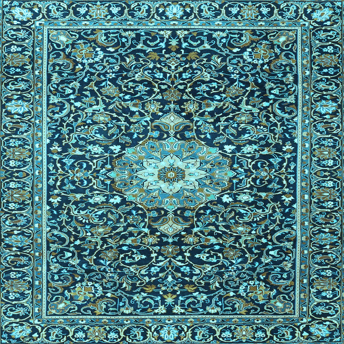 Square Machine Washable Persian Light Blue Traditional Rug, wshtr4213lblu