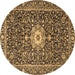 Round Persian Brown Traditional Rug, tr4213brn