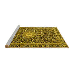 Sideview of Machine Washable Persian Yellow Traditional Rug, wshtr4213yw