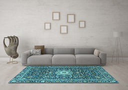 Machine Washable Persian Light Blue Traditional Rug in a Living Room, wshtr4213lblu