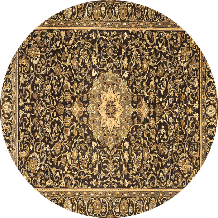 Round Machine Washable Persian Brown Traditional Rug, wshtr4213brn