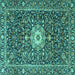 Square Persian Turquoise Traditional Rug, tr4213turq