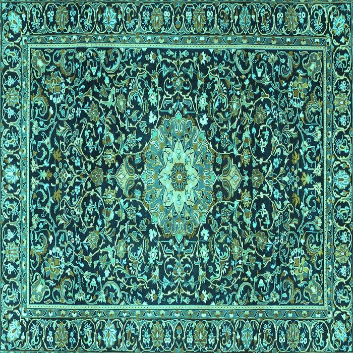 Square Machine Washable Persian Turquoise Traditional Area Rugs, wshtr4213turq