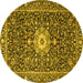 Round Persian Yellow Traditional Rug, tr4213yw