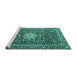 Sideview of Machine Washable Persian Turquoise Traditional Area Rugs, wshtr4213turq