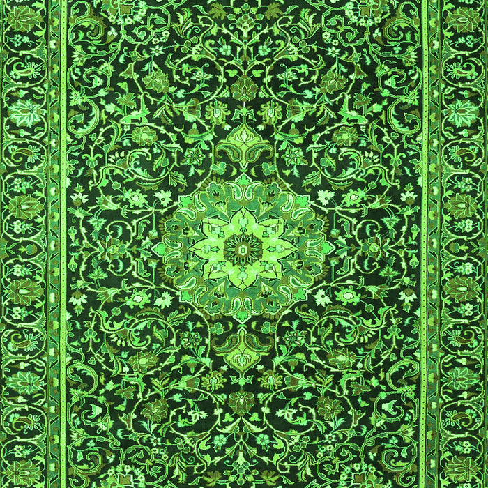 Serging Thickness of Machine Washable Persian Green Traditional Area Rugs, wshtr4213grn