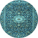Round Persian Light Blue Traditional Rug, tr4213lblu