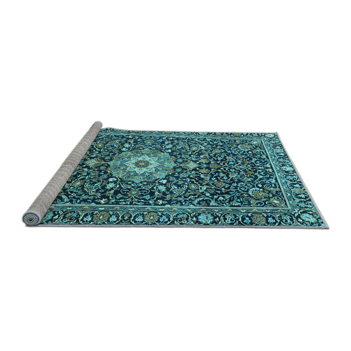 Sideview of Machine Washable Persian Light Blue Traditional Rug, wshtr4213lblu