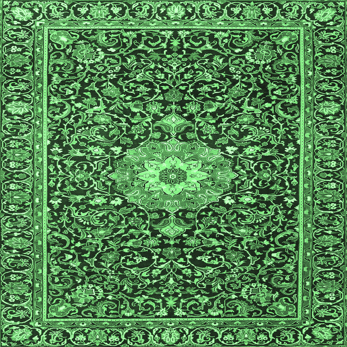 Square Persian Emerald Green Traditional Rug, tr4213emgrn