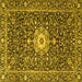 Square Machine Washable Persian Yellow Traditional Rug, wshtr4213yw