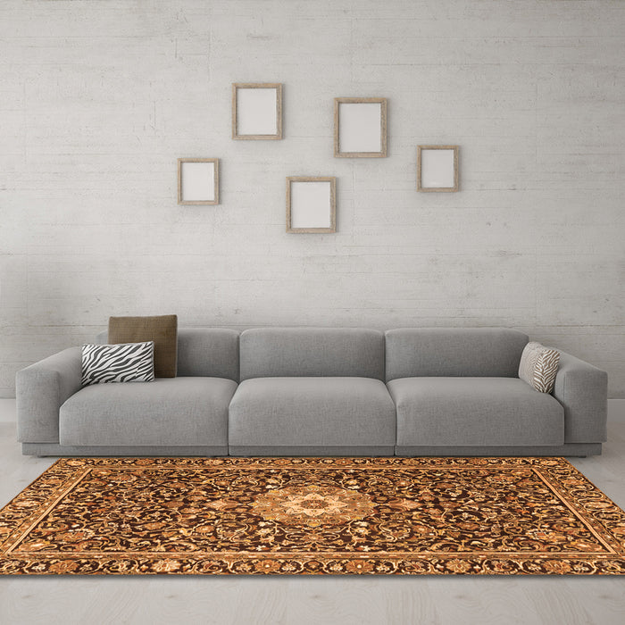 Machine Washable Persian Orange Traditional Area Rugs in a Living Room, wshtr4213org