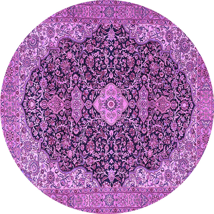 Round Machine Washable Persian Purple Traditional Area Rugs, wshtr4214pur