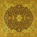 Square Machine Washable Persian Yellow Traditional Rug, wshtr4214yw