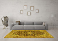 Machine Washable Persian Yellow Traditional Rug, wshtr4214yw