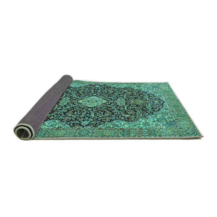 Sideview of Persian Turquoise Traditional Rug, tr4214turq