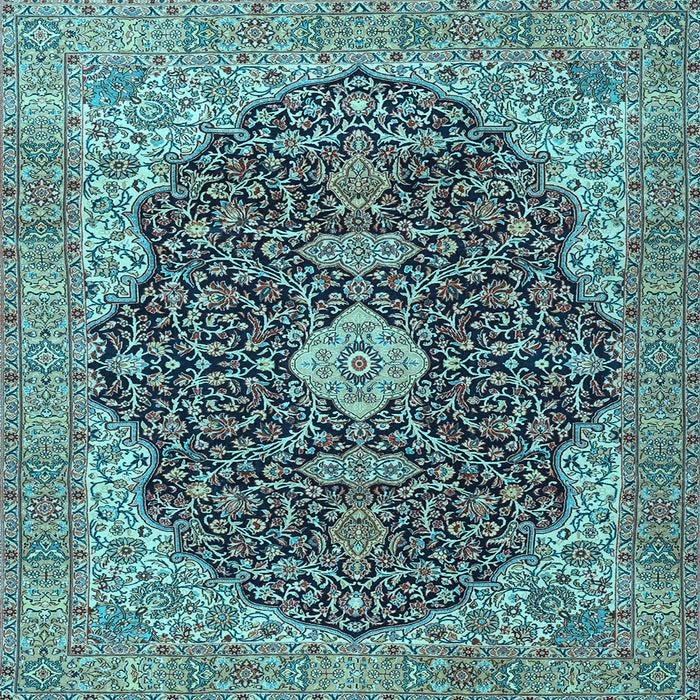 Square Machine Washable Persian Light Blue Traditional Rug, wshtr4214lblu