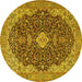 Round Persian Yellow Traditional Rug, tr4214yw