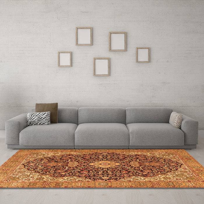 Machine Washable Persian Orange Traditional Area Rugs in a Living Room, wshtr4214org