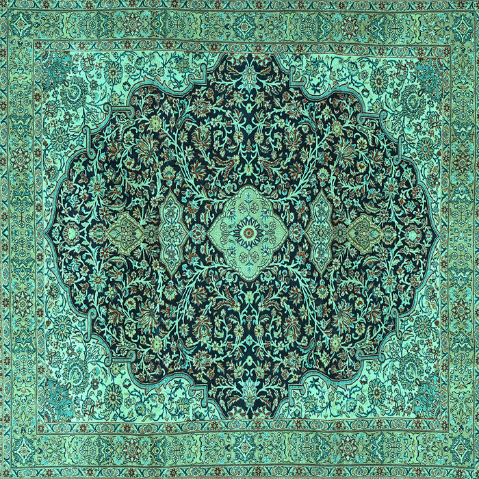 Square Persian Turquoise Traditional Rug, tr4214turq