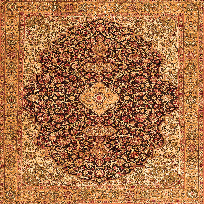 Round Machine Washable Persian Orange Traditional Area Rugs, wshtr4214org