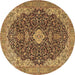 Round Persian Brown Traditional Rug, tr4214brn