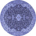 Round Machine Washable Persian Blue Traditional Rug, wshtr4214blu
