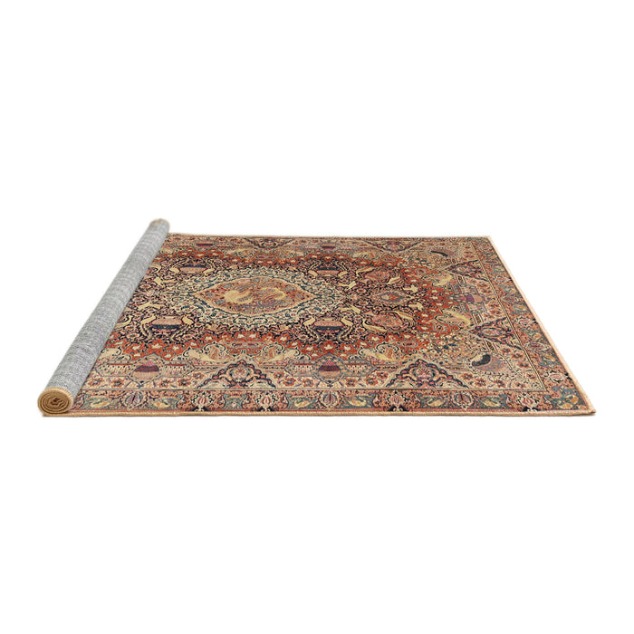 Sideview of Machine Washable Traditional Chestnut Brown Rug, wshtr4215