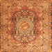 Round Machine Washable Persian Orange Traditional Area Rugs, wshtr4215org