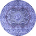 Round Persian Blue Traditional Rug, tr4215blu