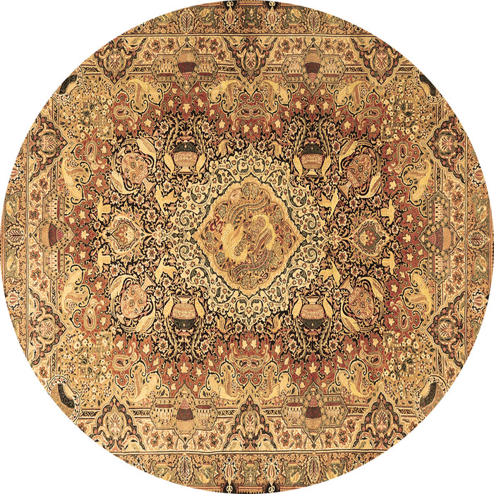 Round Persian Brown Traditional Rug, tr4215brn