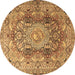 Round Persian Brown Traditional Rug, tr4215brn