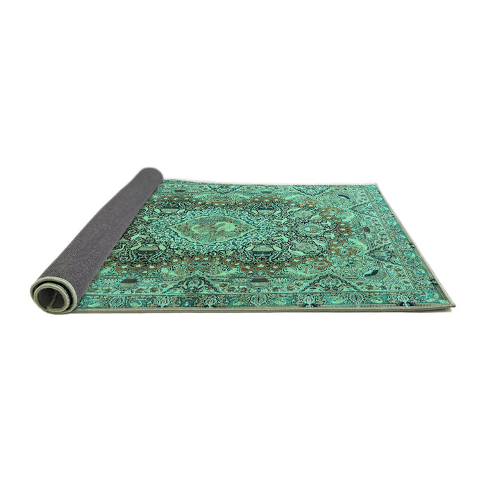 Sideview of Persian Turquoise Traditional Rug, tr4215turq