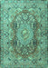 Machine Washable Persian Turquoise Traditional Area Rugs, wshtr4215turq