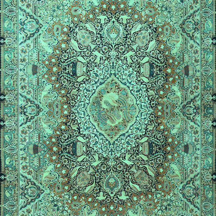 Machine Washable Persian Turquoise Traditional Area Rugs, wshtr4215turq
