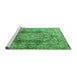 Sideview of Machine Washable Persian Emerald Green Traditional Area Rugs, wshtr4215emgrn